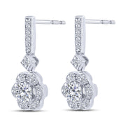 14K WHITE GOLD 0.75 CTW Diamond Fashion Dangle Earrings