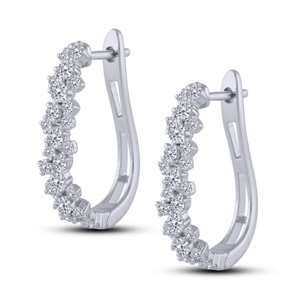 14K White Gold 1.00 ctw Hoop Earrings