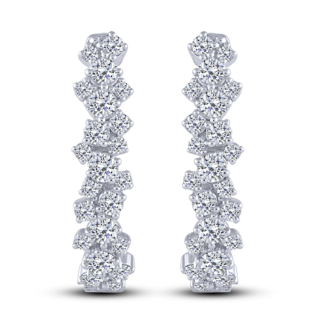 14K White Gold 1.00 ctw Hoop Earrings