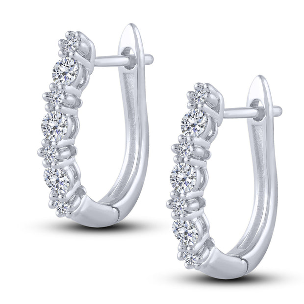 14K White Gold 0.50 ctw Hoop Earrings