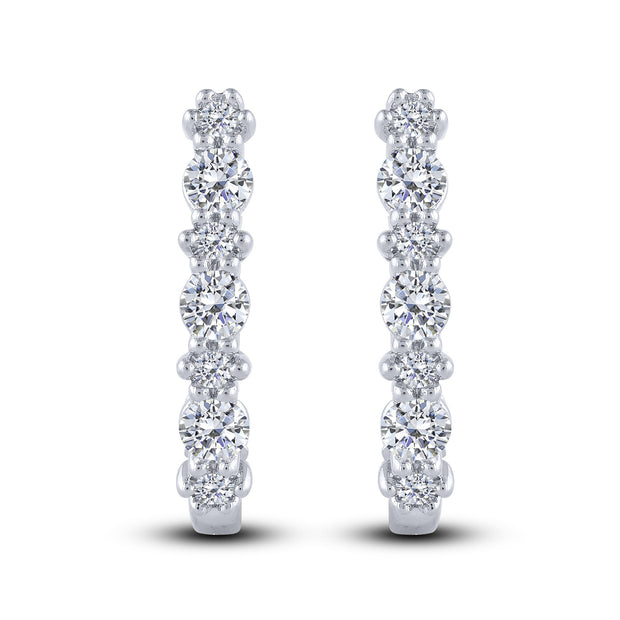 14K White Gold 0.50 ctw Hoop Earrings