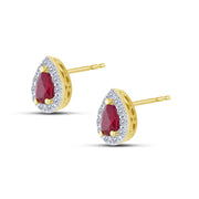 10K Yellow Gold PEAR SHAPED RED RUBY EARRING