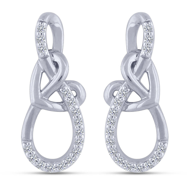 Silver 925 0.13 Ctw Diamond Heart Infinity Earring