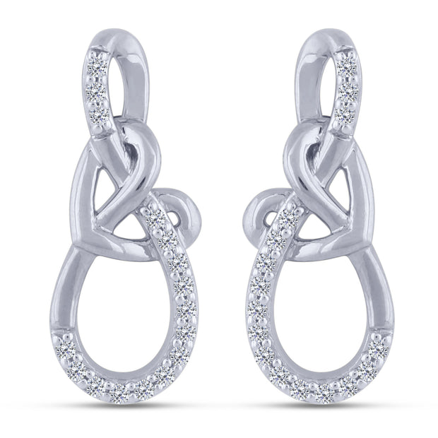 Silver 0.13 Ctw Diamond Heart Infinity Earring