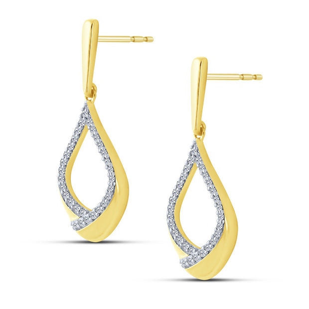 14K Yellow Gold  0.25 CTW Diamond  Dangle Earring