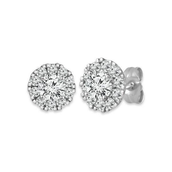 14K White Gold 0.75 CTW Diamond Halo Earrings