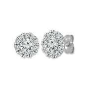 14K White Gold 1.00 CTW DIAMOND Halo Stud Earrings