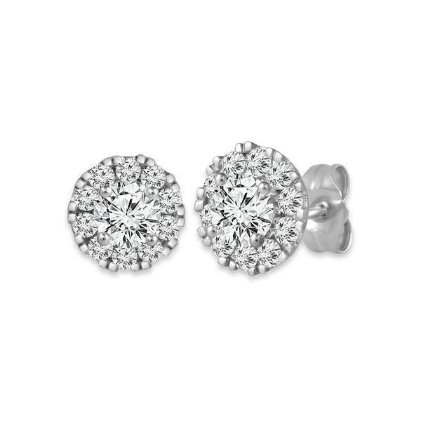 14K White Gold 1.00 CTW DIAMOND Halo Stud Earrings