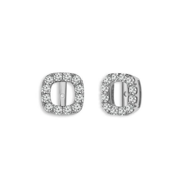 14K White Gold 0.5 CTW Cushion Halo Stud Earrings