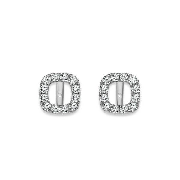 14K White Gold 0.5 CTW Cushion Halo Stud Earrings