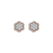 14K Two Tone 1.00 CTW Diamond Flower Fashion Stud Earrings