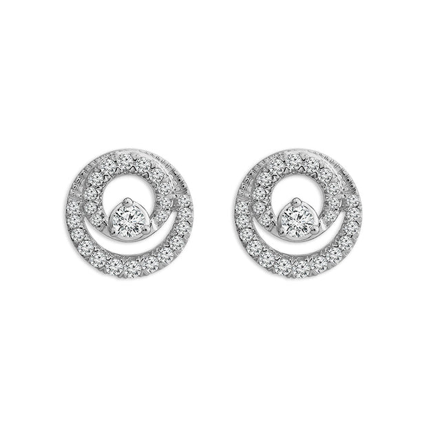 10K White Gold 0.50 CTW Circle Diamond EarringS