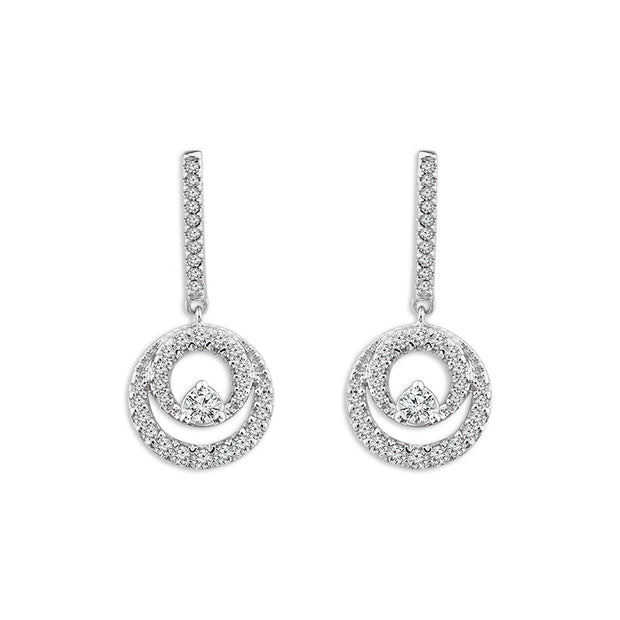 10K White Gold 0.33 CTW Circle Dangle EarringS