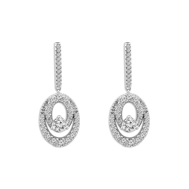 10K White Gold 0.75 CTW Oval Dangle EarringS