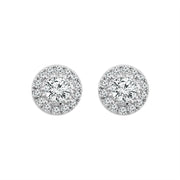 14K White Gold LAB-GROWN 1.25 Ctw Round Diamond Earrings