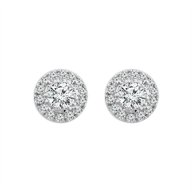 14K White Gold LAB-GROWN 1.25 Ctw Round Diamond Earrings
