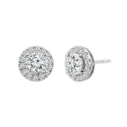 14K White Gold LAB-GROWN 1.25 Ctw Round Diamond Earrings