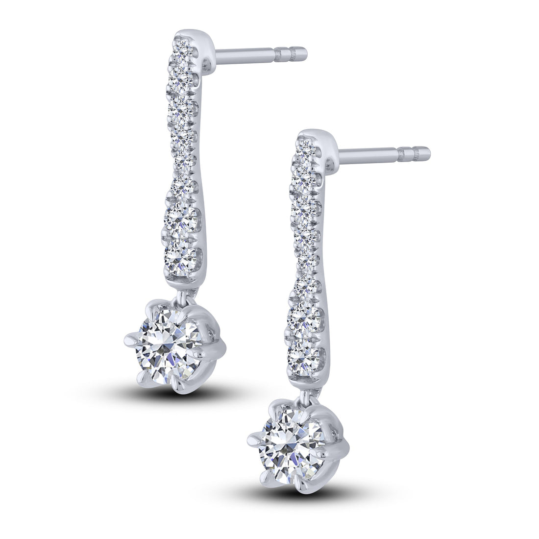 14K White Gold 1.00 ctw Diamond Drop Earrings