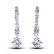 14K White Gold 1.00 ctw Diamond Drop Earrings