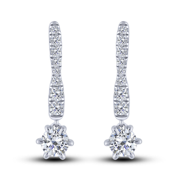 14K White Gold 1.00 ctw Dangling Earrings