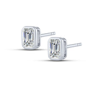 14K White Gold 1.00 CTW Lab-Grown Diamond Emerald Earrings
