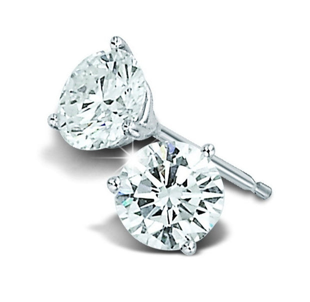 14K White Gold 0.75 CTW ROUND DIAMOND Earrings