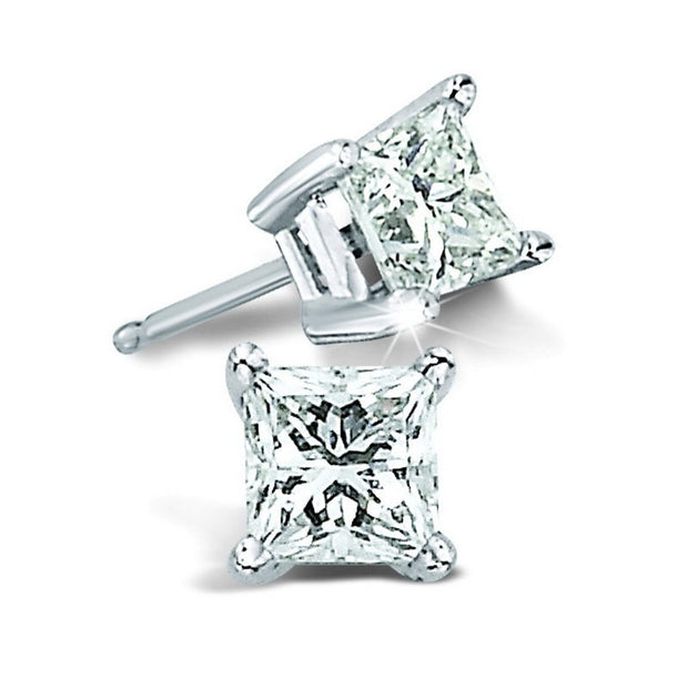 14K White Gold 0.20 CTW Princess Earrings