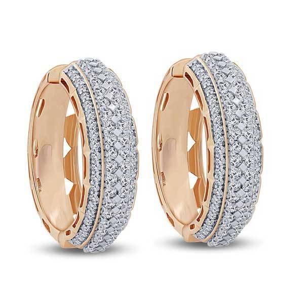 14K Rose Gold 2.5 CTW Diamond Cluster Hoop EarringS
