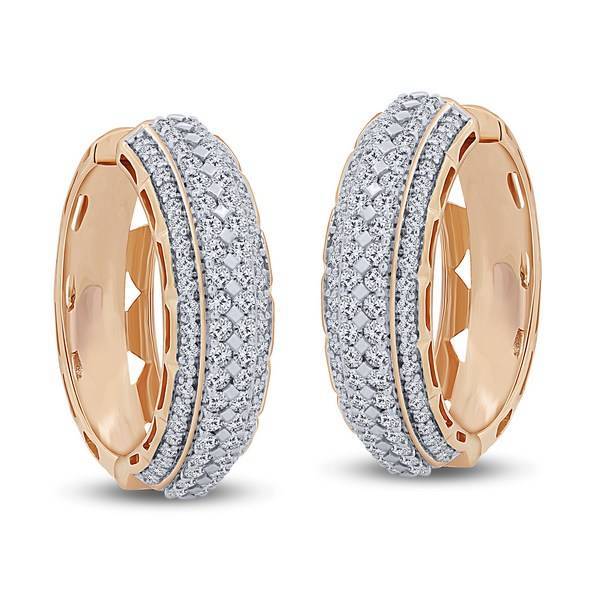 14K Rose Gold 2.5 CTW Diamond Cluster Hoop EarringS