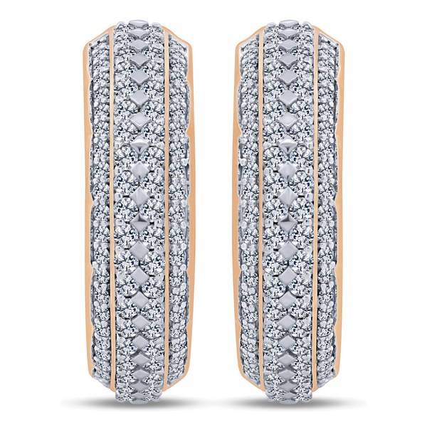 14K Rose Gold 2.5 CTW Diamond Cluster Hoop EarringS