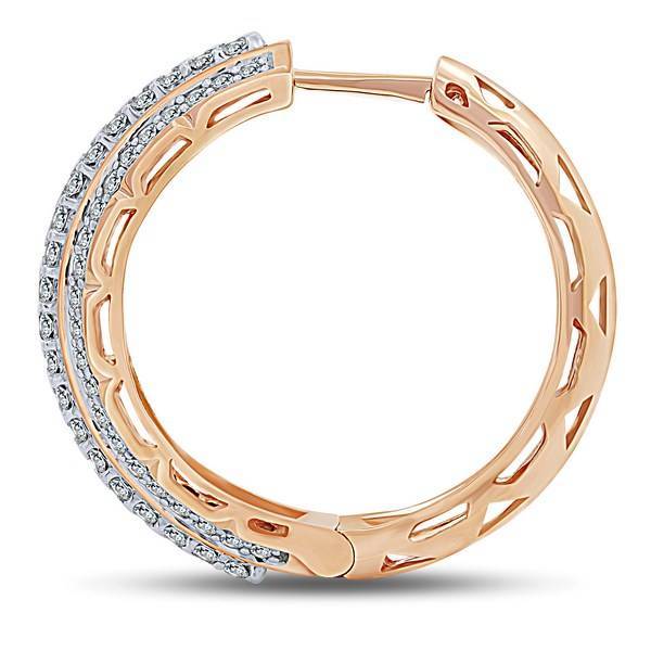 14K Rose Gold 2.5 CTW Diamond Cluster Hoop EarringS