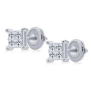 14K White Gold 0.25 CTW Diamond Composite Quad Stud Earrings