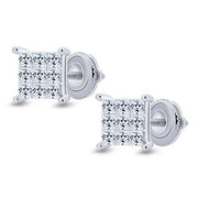 14k white gold 1.00 ctw Diamond Quad Stud Earrings