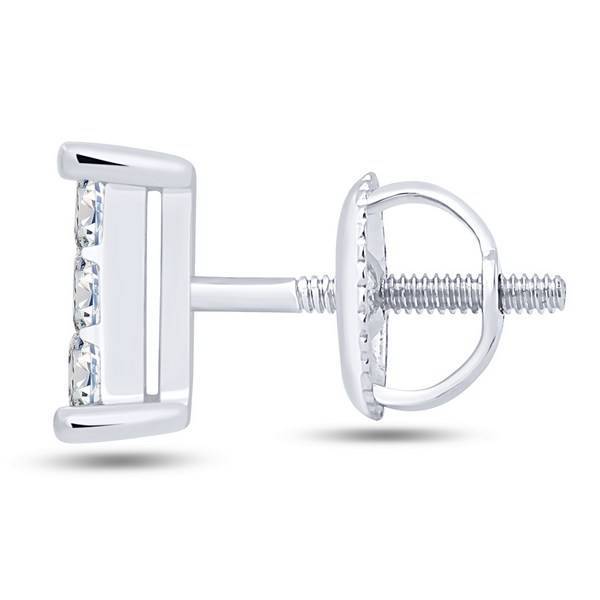 14k white gold 1.00 ctw Diamond Quad Stud Earrings