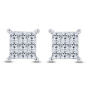 14k white gold 1.00 ctw Diamond Quad Stud Earrings