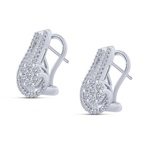 10K White Gold 0.98 ctw Diamond Fashion Earrings