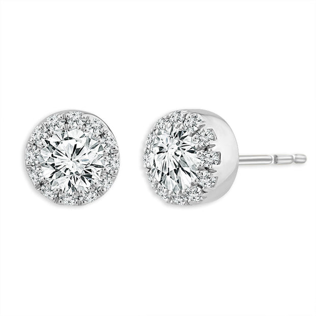 14K White Gold Lab-Grown 1.33 CTW Round Diamond Fashion Earrings