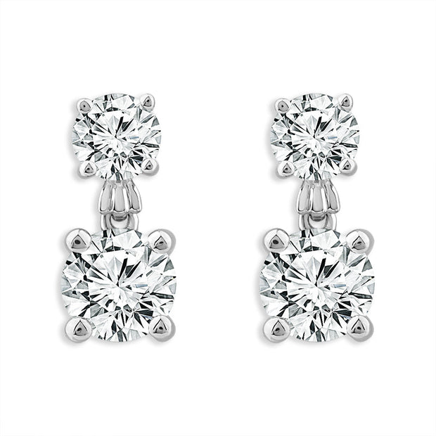 14K Lab-Grown White Gold 2 Ctw Round Diamond Earrings