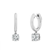 14K White Gold 1.00 Ctw Lab-Grown Diamond Dangle Hoop Earrings
