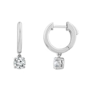 14K White Gold 1.00 Ctw Lab-Grown Diamond Dangle Hoop Earrings