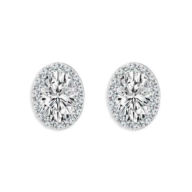 14K White Gold Lab-Grown 1.33 CTW Oval Diamond Fashion Earrings