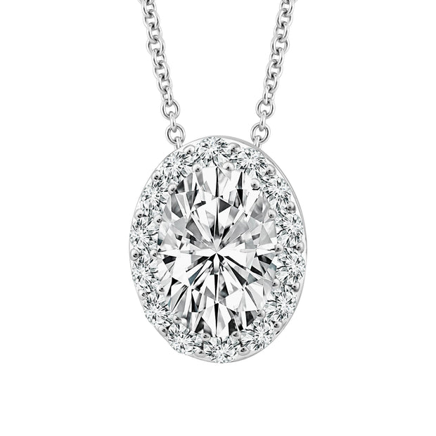 14K White Gold 1.00 Ctw Oval Lab-Grown Diamond Pendant