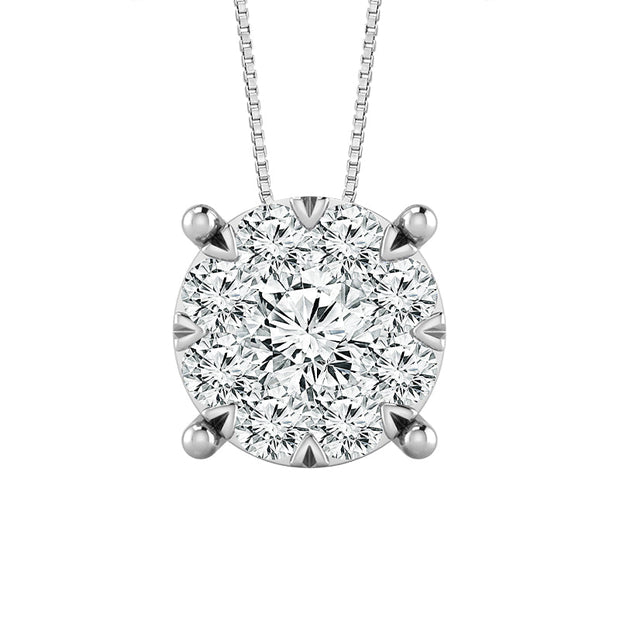 14K White Gold Lab-Grown 0.50 CTW Cluster Pendant