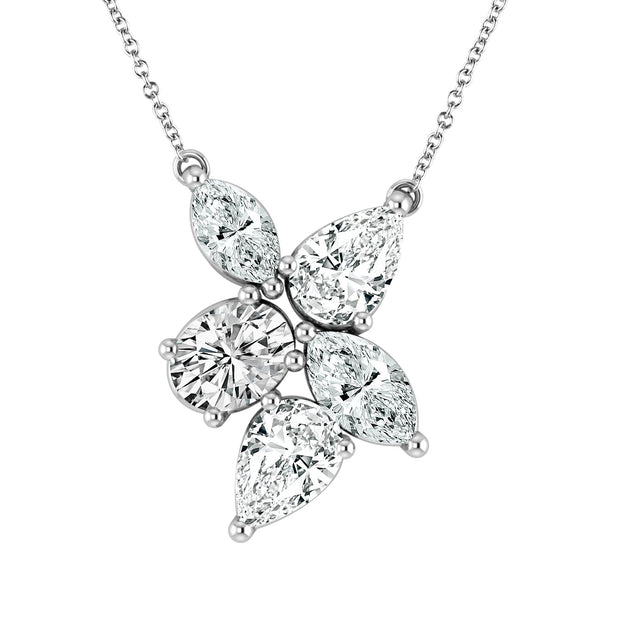 14K White Gold 1.33 Ctw Lab-Grown Diamond 5 Leaf Pendant