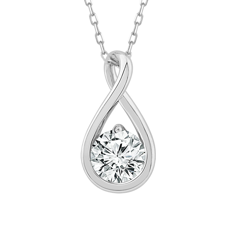 14K White Gold 0.5 Ctw Lab-Grown Round Diamond Pendant