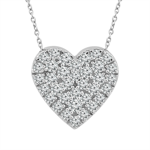 Silver 0.20 Ctw Lab-Grown Diamond Heart Pendant