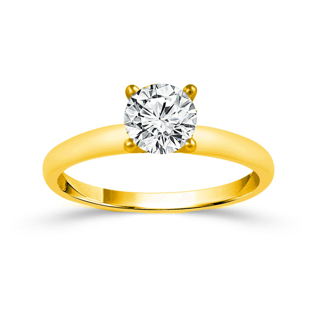 14K Yellow Gold 1.25 Ctw Lab-Grown Diamond Round Solitaire Ring