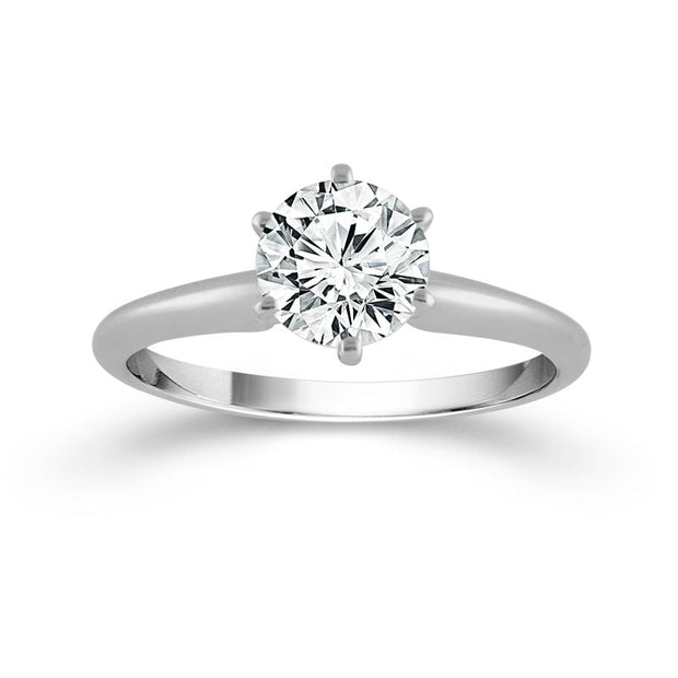 14K White Gold 2.00 Ctw Lab-Grown Round Diamond Ring