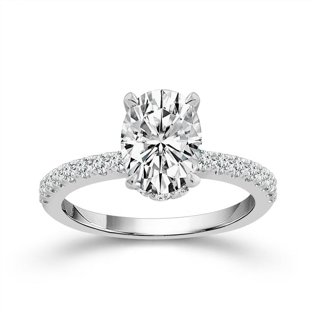 14K White Gold LAB-GROWN 1.875 Ctw Oval Diamond Ring