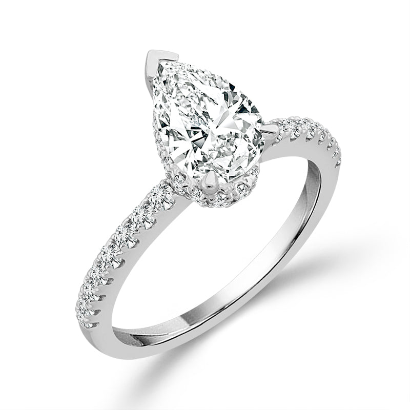 14K White Gold 1.875 ctw Lab-Grown Pear Diamond Ring